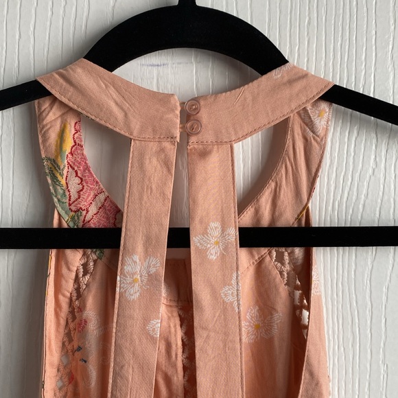 Beautiful Peach Floral High Neck Dress - Picture 7 of 9